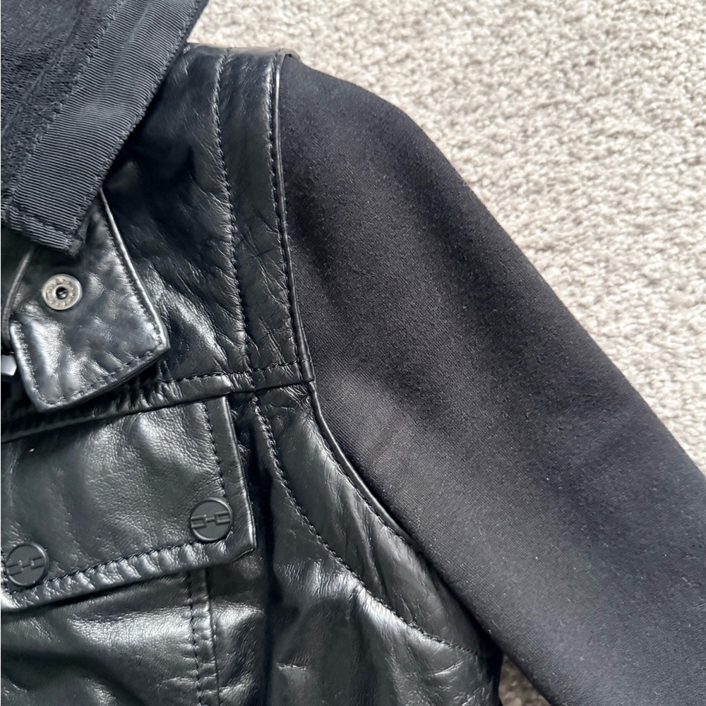 Danier Black Leather Jacket with Hood - Picture 6 of 8
